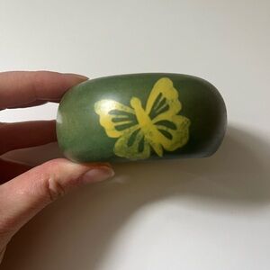 Fossil painted wood butterfly bangle
